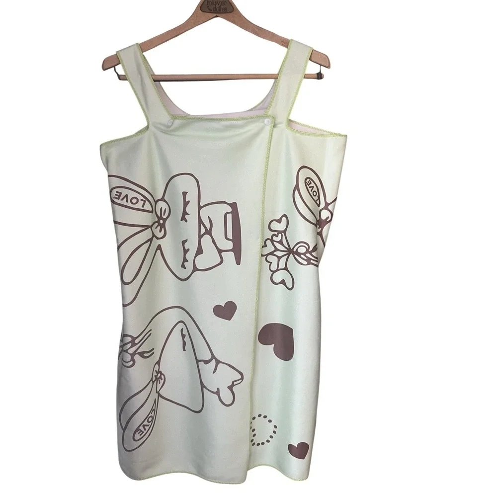 Sanrio My Melody After Shower/Beach Towel Wrap One Size Junior Green & Brown NWT